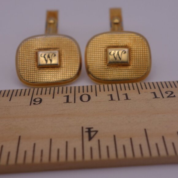 Letter W or M Gold Color Cuff Links - Picture 7 of 12